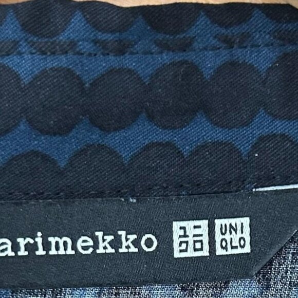 Uniqlo x Marimekko Jumpsuit Womens XS Black Blue Belted Button Front Geometric - Picture 9 of 14